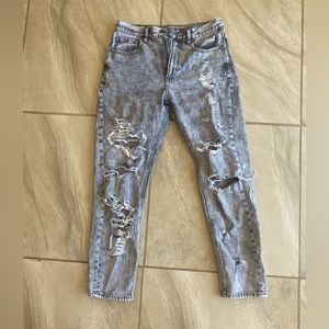 American Eagle mom jean acid washed.